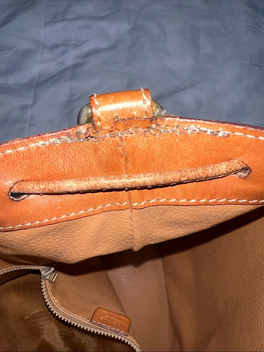 Celine Brown Leather-Trim Bucket Shoulder Bag - Picture 14 of 15